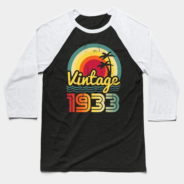 Vintage 1933 Made in 1933 90th birthday 90 years old Gift Baseball T-Shirt by Winter Magical Forest